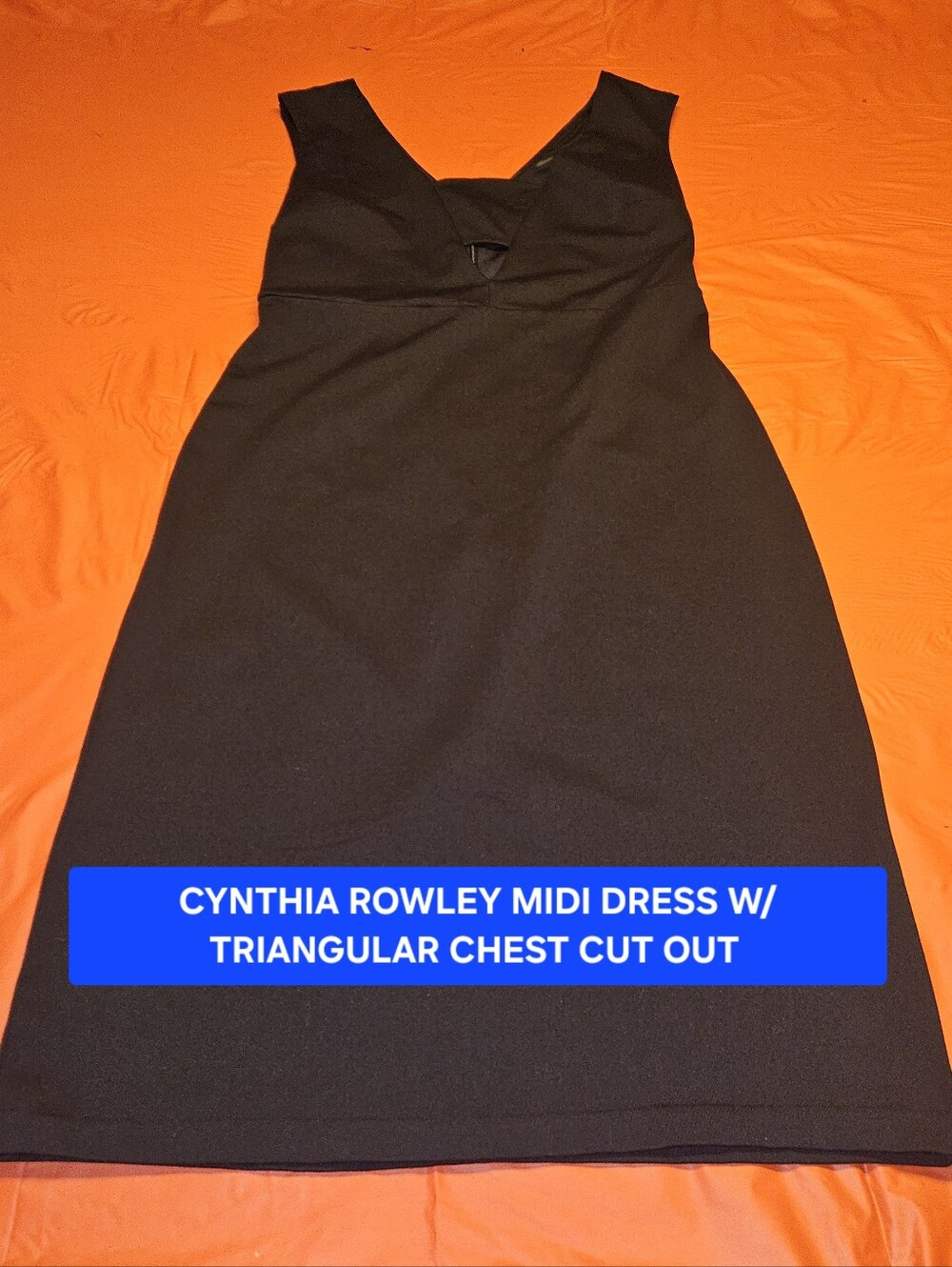 Cynthia Rowley Deep V-Neck Sleeveless Midi Dress w/Chest Triangle Cut-Out Small